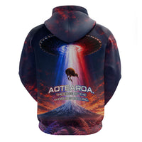 New Zealand Aotearoa Kiwi UFO Hoodie Sci-Fi Galaxy Sunset Sky Tower And Mountain