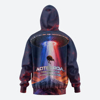 New Zealand Aotearoa Kiwi UFO Hoodie Sci-Fi Galaxy Sunset Sky Tower And Mountain