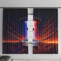New Zealand Aotearoa Kiwi UFO Window Curtain Sci-Fi Galaxy Sunset Sky Tower And Mountain