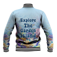 Fiji Taveuni Rainbow Reef Baseball Jacket Scuba Diver Vibrant Undersea Coral Garden Watercolor