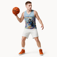 Fiji Taveuni Rainbow Reef Basketball Jersey Scuba Diver Vibrant Undersea Coral Garden Watercolor