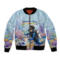 Fiji Taveuni Rainbow Reef Bomber Jacket Scuba Diver Vibrant Undersea Coral Garden Watercolor