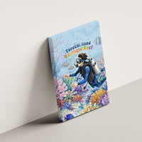 Fiji Taveuni Rainbow Reef Canvas Wall Art Scuba Diver Vibrant Undersea Coral Garden Watercolor