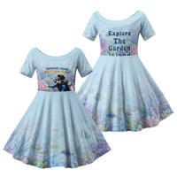 Fiji Taveuni Rainbow Reef Family Matching Off The Shoulder Long Sleeve Dress and Hawaiian Shirt Scuba Diver Vibrant Undersea Coral Garden Watercolor