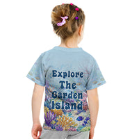 Fiji Taveuni Rainbow Reef Kid T Shirt Scuba Diver Vibrant Undersea Coral Garden Watercolor