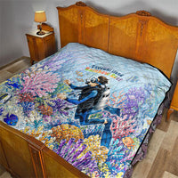 Fiji Taveuni Rainbow Reef Quilt Scuba Diver Vibrant Undersea Coral Garden Watercolor