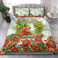Fiji Taveuni Island Dateline Crossing Bedding Set Tropical Cultural Landscape With Tagimoucia Floral Pattern