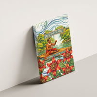 Fiji Taveuni Island Dateline Crossing Canvas Wall Art Tropical Cultural Landscape With Tagimoucia Floral Pattern