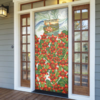 Fiji Taveuni Island Dateline Crossing Door Cover Tropical Cultural Landscape With Tagimoucia Floral Pattern