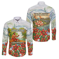 Fiji Taveuni Island Dateline Crossing Family Matching Short Sleeve Bodycon Dress and Hawaiian Shirt Tropical Cultural Landscape With Tagimoucia Floral Pattern