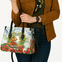 Fiji Taveuni Island Dateline Crossing Leather Bag Tropical Cultural Landscape With Tagimoucia Floral Pattern