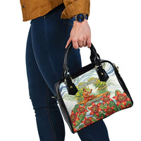 Fiji Taveuni Island Dateline Crossing Shoulder Handbag Tropical Cultural Landscape With Tagimoucia Floral Pattern