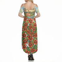 Fiji Taveuni Island Dateline Crossing Summer Maxi Dress Tropical Cultural Landscape With Tagimoucia Floral Pattern