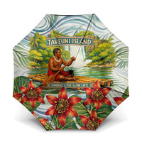 Fiji Taveuni Island Dateline Crossing Umbrella Tropical Cultural Landscape With Tagimoucia Floral Pattern