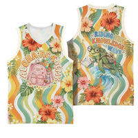 Hawaii Aloha Academy Back To School Basketball Jersey Sea Turtle Tropical Hibiscus Flowers Retro Psychedelic