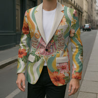 Hawaii Aloha Academy Back To School Blazer Sea Turtle Tropical Hibiscus Flowers Retro Psychedelic