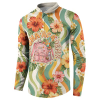 Hawaii Aloha Academy Back To School Button Sweatshirt Sea Turtle Tropical Hibiscus Flowers Retro Psychedelic