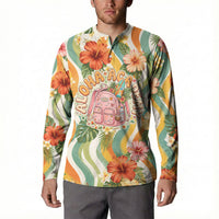 Hawaii Aloha Academy Back To School Button Sweatshirt Sea Turtle Tropical Hibiscus Flowers Retro Psychedelic