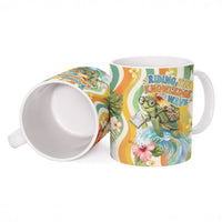 Hawaii Aloha Academy Back To School Ceramic Mug Sea Turtle Tropical Hibiscus Flowers Retro Psychedelic