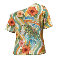 Hawaii Aloha Academy Back To School Cross Shoulder Shirt Sea Turtle Tropical Hibiscus Flowers Retro Psychedelic