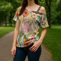 Hawaii Aloha Academy Back To School Cross Shoulder Shirt Sea Turtle Tropical Hibiscus Flowers Retro Psychedelic