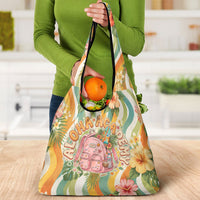 Hawaii Aloha Academy Back To School Grocery Bag Sea Turtle Tropical Hibiscus Flowers Retro Psychedelic