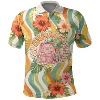 Hawaii Aloha Academy Back To School Polo Shirt Sea Turtle Tropical Hibiscus Flowers Retro Psychedelic