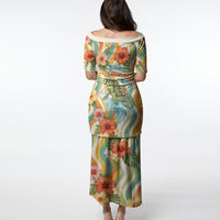 Hawaii Aloha Academy Back To School Puletasi Sea Turtle Tropical Hibiscus Flowers Retro Psychedelic