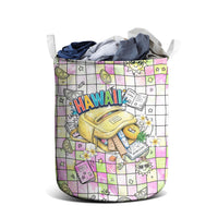 Hawaii Cruising Back To School Laundry Basket Grid Pattern With School Bag And Vintage Surf Van