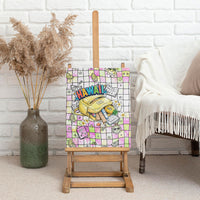 Hawaii Cruising Back To School Canvas Wall Art Grid Pattern With School Bag And Vintage Surf Van