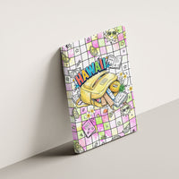 Hawaii Cruising Back To School Canvas Wall Art Grid Pattern With School Bag And Vintage Surf Van