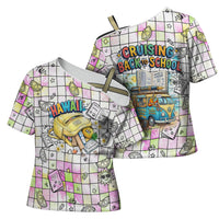 Hawaii Cruising Back To School Cross Shoulder Shirt Grid Pattern With School Bag And Vintage Surf Van