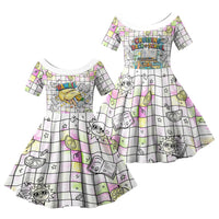 Hawaii Cruising Back To School Family Matching Mermaid Dress and Hawaiian Shirt Grid Pattern With School Bag And Vintage Surf Van