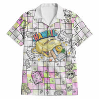 Hawaii Cruising Back To School Hawaiian Shirt Grid Pattern With School Bag And Vintage Surf Van