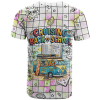 Hawaii Cruising Back To School T Shirt Grid Pattern With School Bag And Vintage Surf Van
