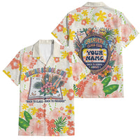Personalized Hawaii School Club Back To Class Family Matching Tank Maxi Dress and Hawaiian Shirt Retro Tropical Hibiscus Pattern With Open Notebook TS04 Dad's Shirt - Short Sleeve White Orange - Polynesian Pride