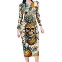 Pineapple Skull Long Sleeve Bodycon Dress Summer Paradise TS04 - Polynesian Pride