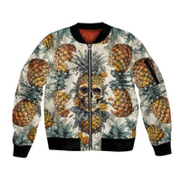 Pineapple Skull Sleeve Zip Bomber Jacket Summer Paradise TS04 - Polynesian Pride
