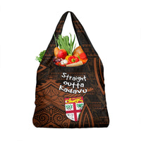 Straight Outta Kadavu Fiji Grocery Bag Tribal Polynesian Tattoo Coat Of Arms Flag