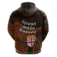 Straight Outta Kadavu Fiji Zip Hoodie Tribal Polynesian Tattoo Coat Of Arms Flag