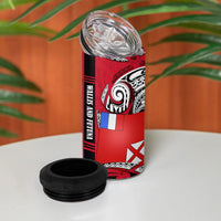 Wallis And Futuna 4 in 1 Can Cooler Tumbler Tribal Polynesian Tattoo Flag Motif