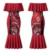 Wallis And Futuna Couples Matching Mermaid Dress and Hawaiian Shirt Tribal Polynesian Tattoo Flag Motif