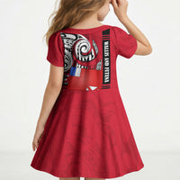 Wallis And Futuna Kid Short Sleeve Dress Tribal Polynesian Tattoo Flag Motif