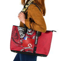 Wallis And Futuna Leather Tote Bag Tribal Polynesian Tattoo Flag Motif