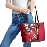 Wallis And Futuna Leather Tote Bag Tribal Polynesian Tattoo Flag Motif