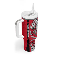 Wallis And Futuna Tumbler With Handle Tribal Polynesian Tattoo Flag Motif