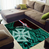 Wallis And Futuna Area Rug Tribal Polynesian Tattoo Heritage Cross Flag