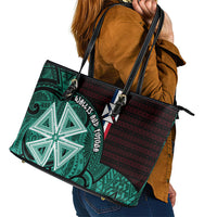 Wallis And Futuna Leather Tote Bag Tribal Polynesian Tattoo Heritage Cross Flag