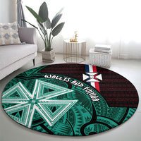 Wallis And Futuna Round Carpet Tribal Polynesian Tattoo Heritage Cross Flag