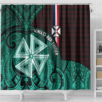 Wallis And Futuna Shower Curtain Tribal Polynesian Tattoo Heritage Cross Flag